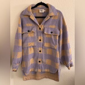 Princess Polly Purple and Tan Plaid Pea Coat